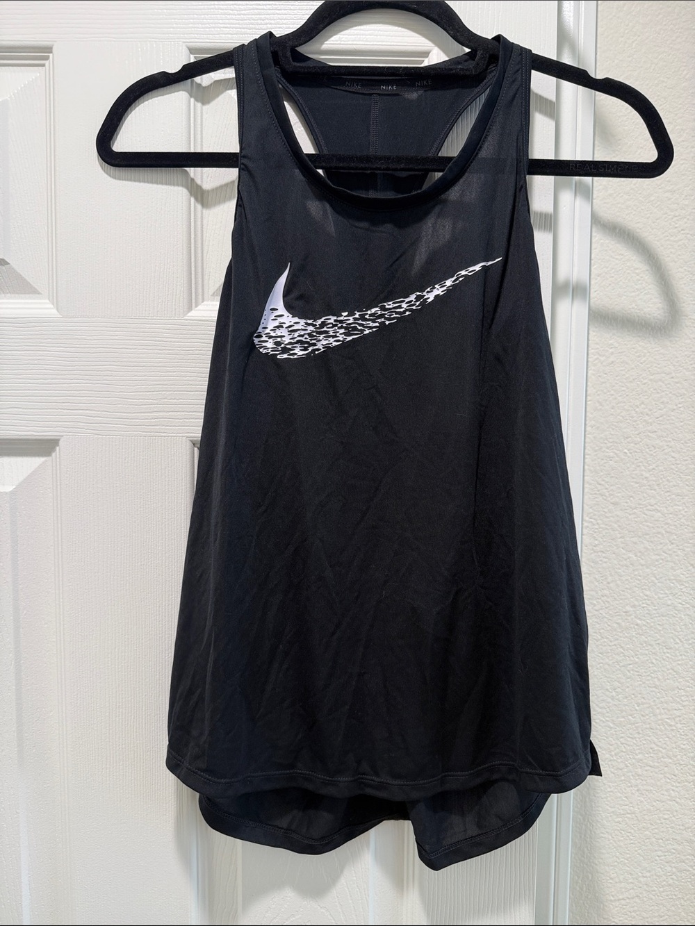 Nike Black Tank with White Leopard Swoosh